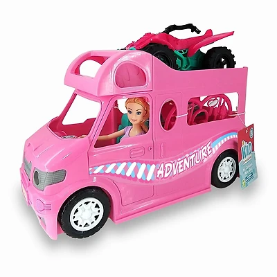 Kid Connection Ensemble De Jeu Autocaravane VR Avec Jeu De Poupée 11.5", 31 Pièces, Son Et Lumière