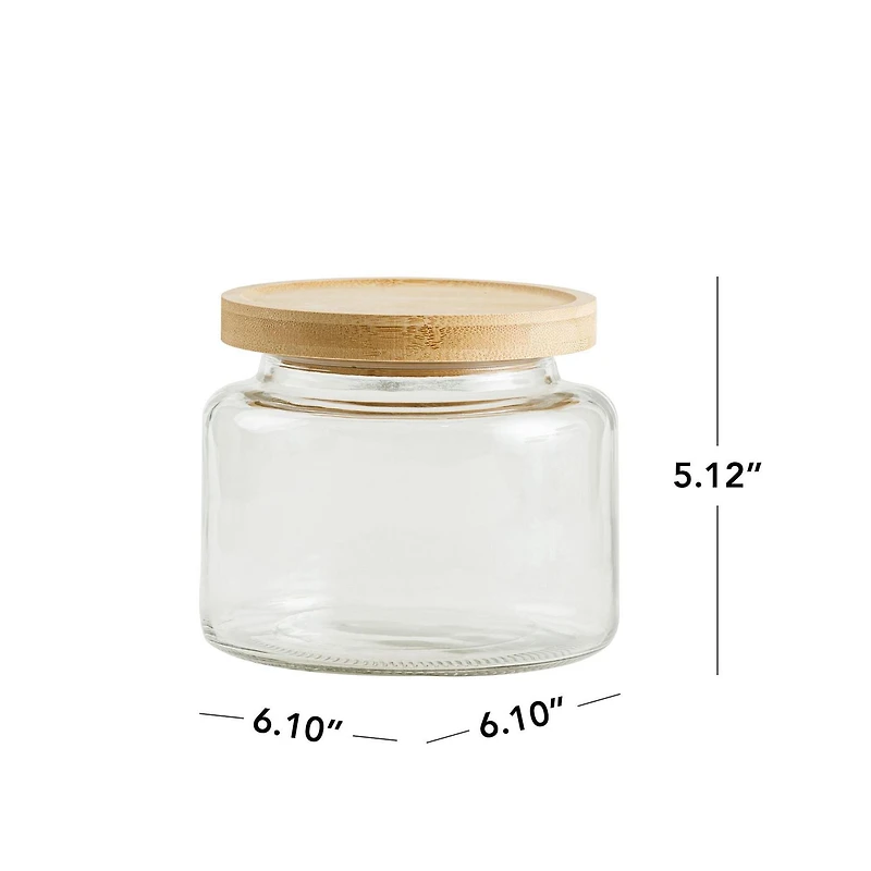 Mainstays pot de stockage de nourriture de cuisine en verre 1.5L pot en verre avec couvercle en bambou