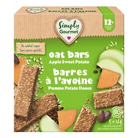 Simply Gourmet Apple Sweet Potato Oat Bars, Gluten Free Toddler Snack for Self-Feeders 12 Months+, 18g Bar (5 Pack), 90g