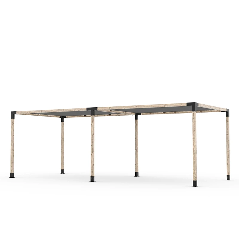 Toja 8' X 24' Double Pergola Kit With 2 Shade Sails For 4X4 Wood Posts