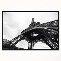 Design Art Paris Tour Eiffel En Noir Et Blanc Vue Latérale  Sur Toile Encadrée