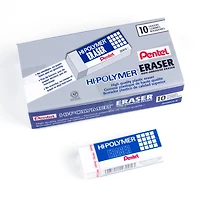 Pentel Hi-Polymer, High Quality Rubber Large White Block Eraser Box of 10