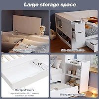 Noble House Full Size Daybed with Headboard Storage, White