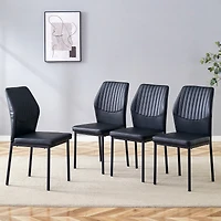 Noble House Luxury minimalist chair - 4 high elasticity black PU dining chairs