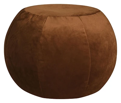 Plump Copper Velvet Pouf – Oversized Round Floor Ottoman with Ultra-Soft Velvet Shell and Polystyrene Bead Fill for Living Room, Bedroom or Office