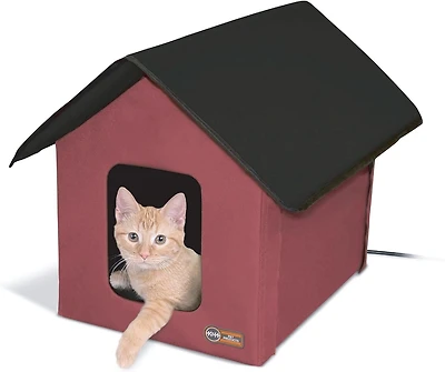 K&H Maison d'Extérieur Chauffante Rouge pour Minou pour Chats