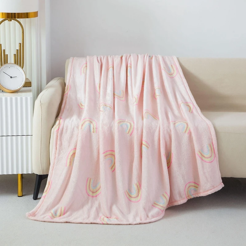 Mainstays Kids Plush Throw Blanket Rainbow