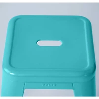 Heavenly Collection Industrial Turquoise Metal Counter Stools Set of 3 - Tolix-Style Backless Barstools with Wooden Seat Option - Ideal for Kitchen Islands & Patios