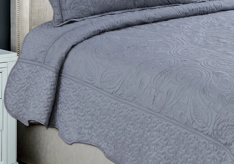 Marina Decoration Embroidered Stitching Coverlet Bedspread Ultra Soft Solid Bedding Summer Quilt Set with Quilted Sham