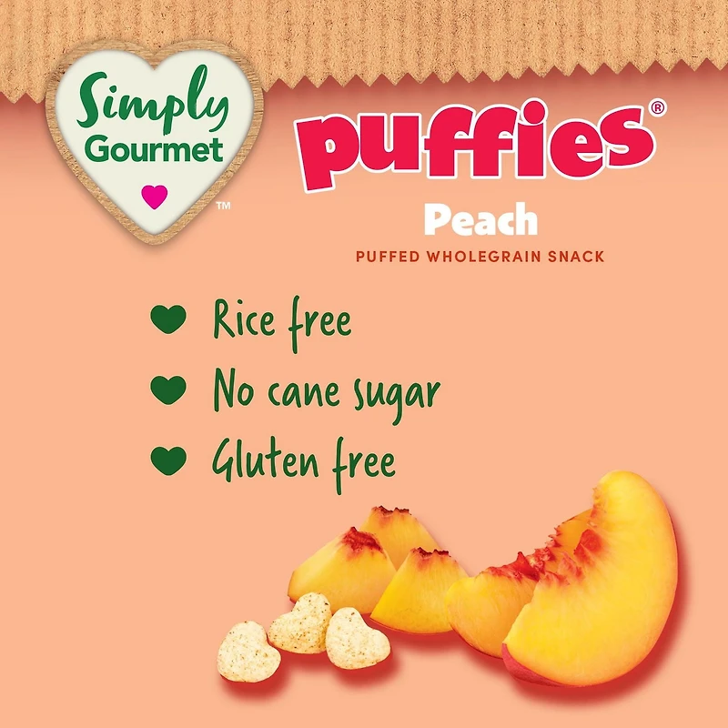 Collation pour bébé Simply Gourmet Puffies à la Pêche