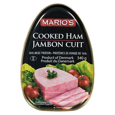 MARIO'S Cooked Ham 340 grams - Tin - Fully cooked - Ready-to-eat