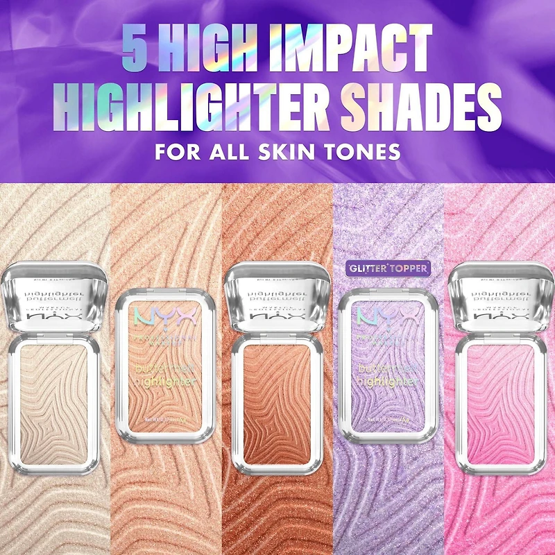 NYX Professional Makeup Buttermelt Powder Highlighter, Buildable & Buttery Soft Creamy Finish
