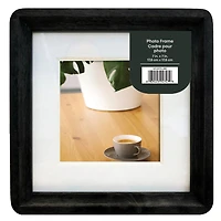 Cadre photo en bois à bords arrondis noir , 7x7po. Cadre décoratif pour table et mur