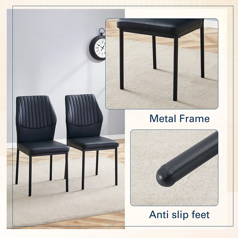 Noble House Luxury minimalist chair - 4 high elasticity black PU dining chairs