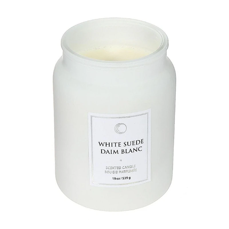 19 Oz Luxe Scented Candle With Glass Lid (White Suede) - Set of 2