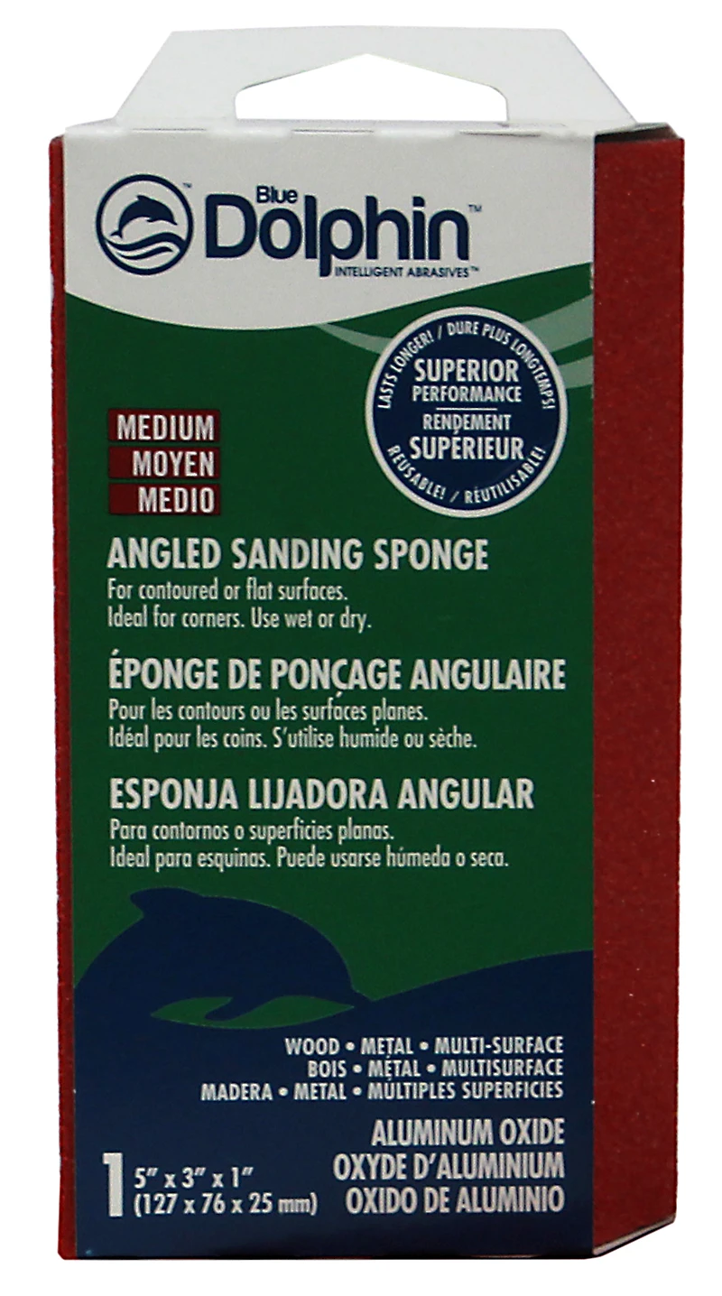 Blue Dolphin Dual Angled Sanding Sponge Medium (5" x 3") 1" Thickness
