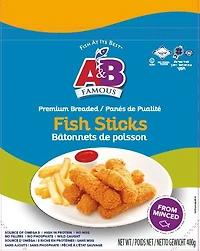 A&B Famous Premium Breaded Fish Sticks 397g, Premium Breaded Fish Sticks