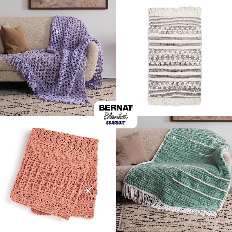 Bernat® Baby Blanket Sparkle™ Yarn, Polyester #6 Super Bulky, 10.5oz/300g, 220 Yards