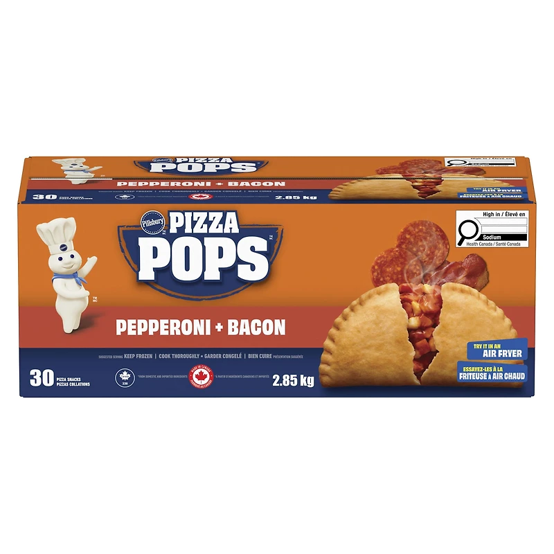 Pillsbury Pizza Pops, Pepperoni + Bacon Flavour, Frozen Pizza Snacks, 2.85 kg, 30CT, Contains: Wheat, Milk, 2.850kg