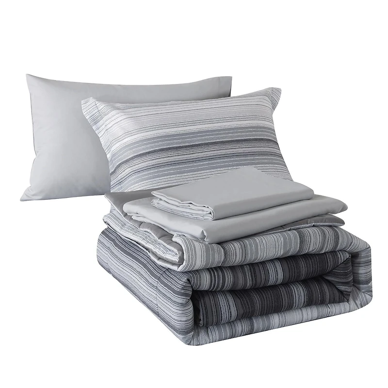 Mainstays All in One Reversible Comforter and Sheet Set, 7-Piece, Full