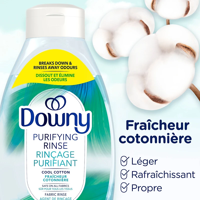Downy Purifying Rinse Laundry Odour Remover, Cool Cotton Scent, Fabric Softener and Laundry Odour Removal Rinse, Fights Odours at the source, HE Compatible 54WL