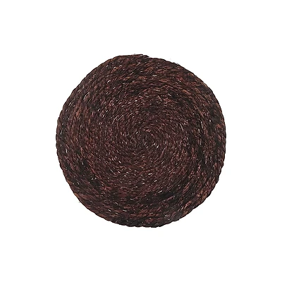 Set De Table Rond En Tissage Naturel Fait À La Main Marron Foncé - Lot De 12