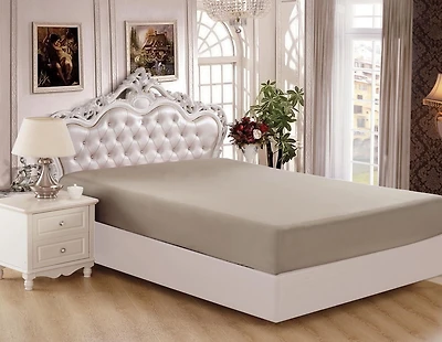 Drap-housse en bambou massif, ultra doux et soyeux, couleur taupe