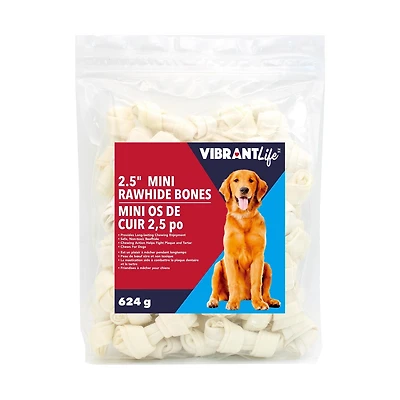 VibrantLife 2.5" Rawhide Bones Chews for Dogs