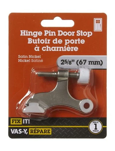 Butoir de porte à charnière 2-1/2 po nickel satiné 1 pièce