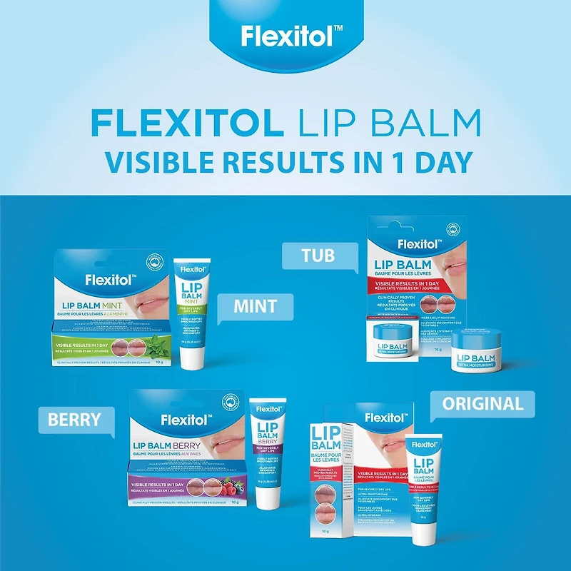 Flexitol Lip Balm, Best Balm for Dry and Chapped Lips, Berry