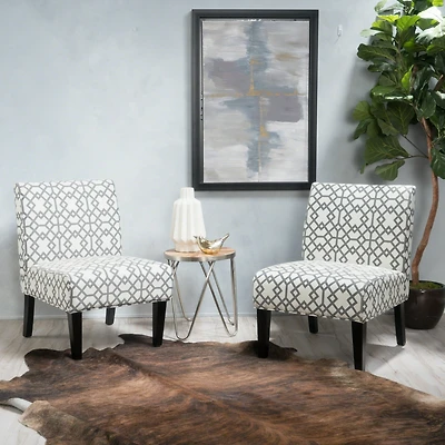 Noble House Contemporary Accent Chair,Plush Upholstered Seating,Grey+Ivory