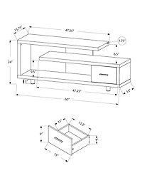 Monarch Specialties Tv Stand, 60 Inch, Console, Media Entertainment Center, Storage Cabinet, Living Room, Bedroom, Laminate, Brown, Contemporary, Modern