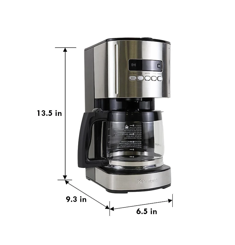 Kenmore Programmable 12-Cup Coffee Maker, Stainless & Black, Auto Brew & Keep Warm Functions