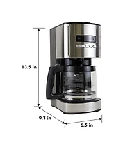 Kenmore Programmable 12-Cup Coffee Maker, Stainless & Black, Auto Brew & Keep Warm Functions