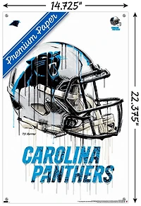 NFL Carolina Panthers - Drip Helmet 20 Wall Poster, 22.375" x 34" Framed