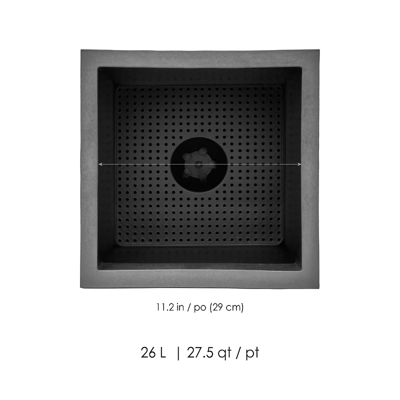 Tierra Verde 13in W x 14in H Citadel Horizon Medium Recycled Self-Watering Indoor/Outdoor Square Planter-Black