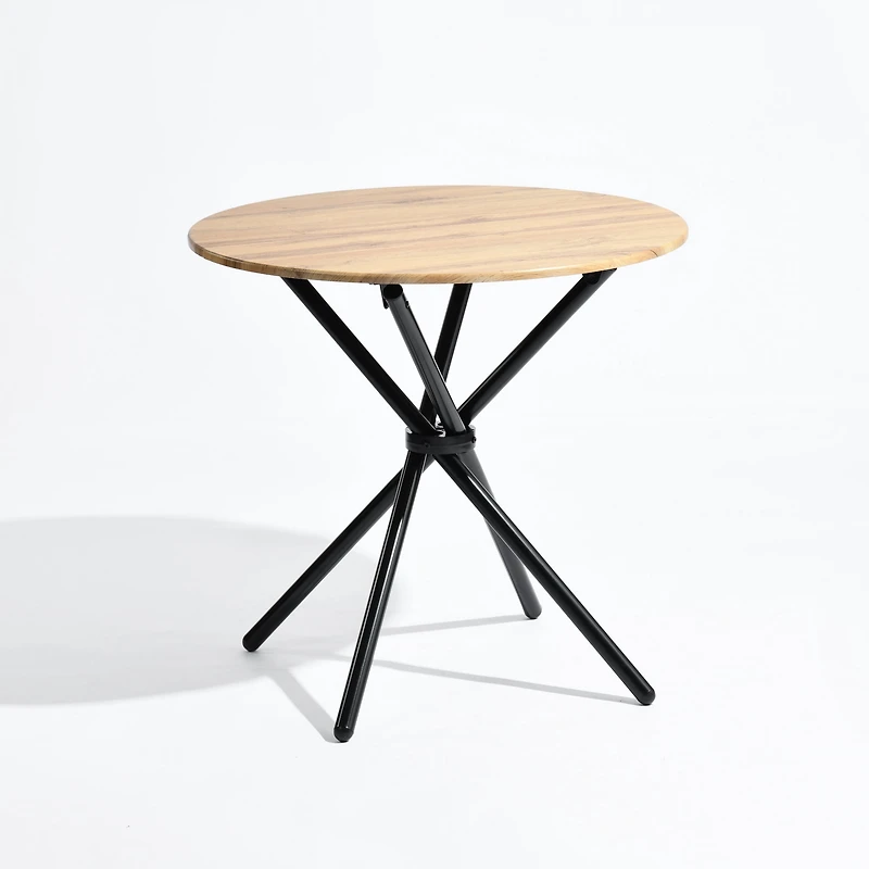 Homy Casa Round Side Table for Living Room, 31.5 inch Top with Metal Legs, Dark Brown, Modern accent Piece