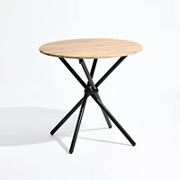 Homy Casa Round Side Table for Living Room, 31.5 inch Top with Metal Legs, Dark Brown, Modern accent Piece