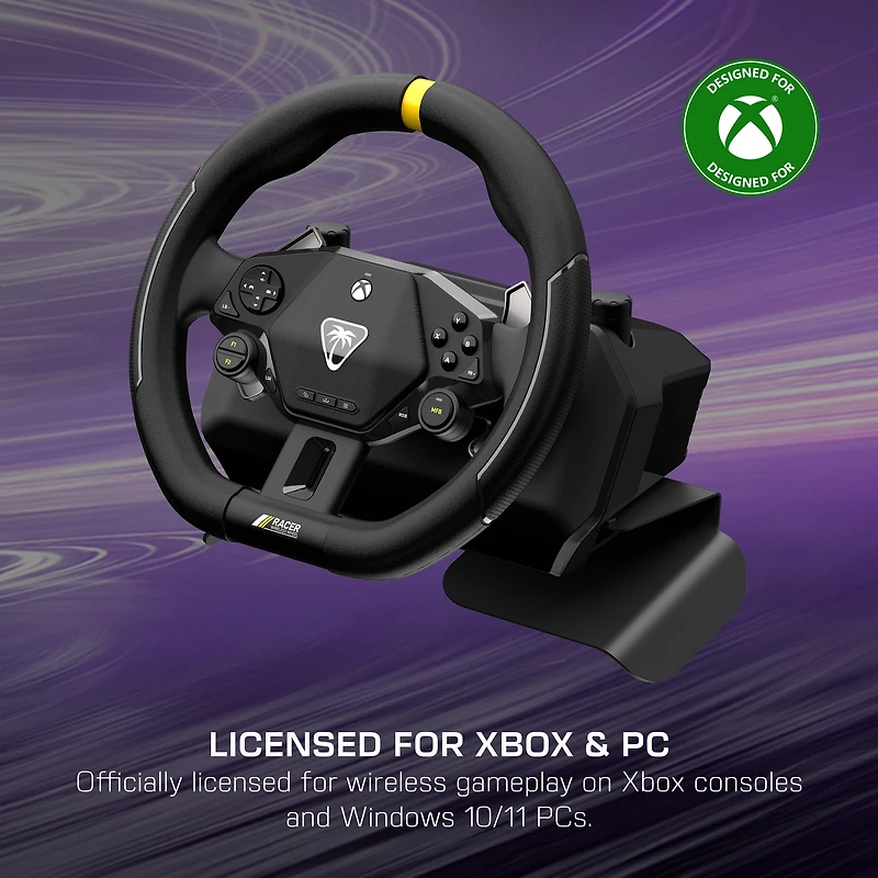 Turtle Beach Racer Wireless Racing Wheel System (Black) - Officially Licensed for Xbox Series X|S, Xbox One & Windows - Complete Design, Reliable Wireless Connection, Up to 30Hr Battery