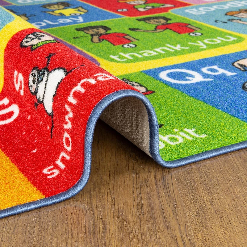 KC Cubs Playtime Collection ABC Alphabet ASL Sign Language Educational Learning & Game Area Rug Carpet for Kids and Children Bedrooms and Playroom