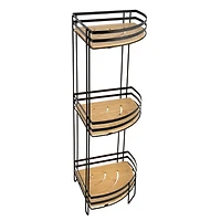 Era Reina Bamboo Three Tier Bath Tower, Black and Bamboo 13.25x27.50in