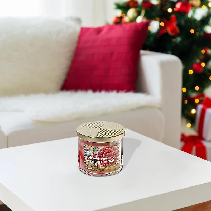 14 Oz 3 Wick Jar Candle With Metal Lid (Christmas Cranberry) - Set of 2