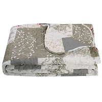 Marina Decoration Rich Printed Embossed Pinsonic Coverlet Bedset Ultra Soft Bedding Summer Quilt Set avec taies d'oreiller, motif floral rose et motif à carreaux de branches