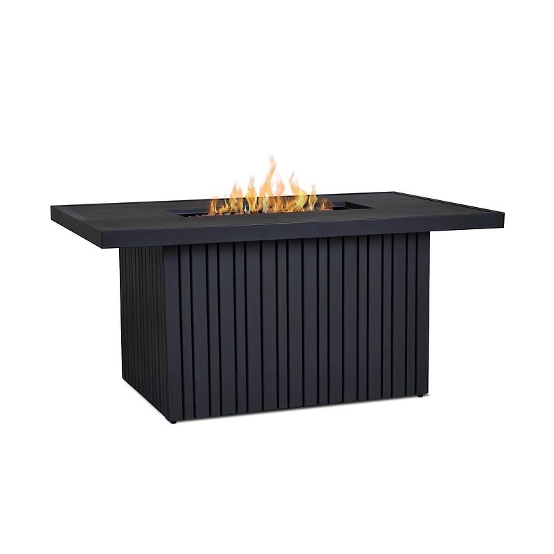 Calvin 52" Rectangle Metal Propane Fire Pit Table with Hidden Tank in Black Coral