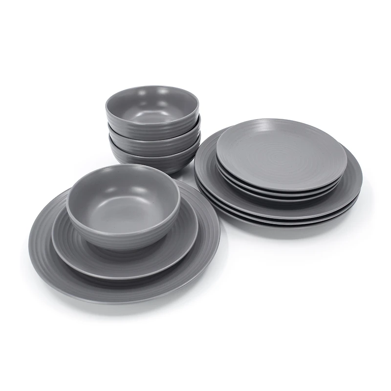 HOMETRENDS Evelyn 12pc Dinnerware Set Grey