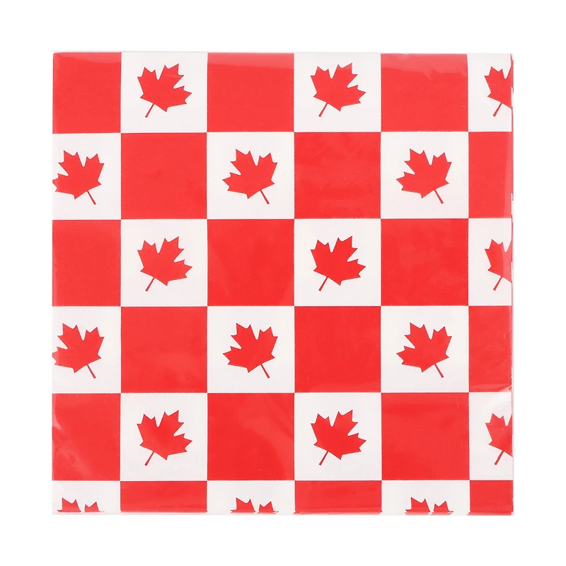 Way to Celebrate! Red Maple Leaves Paper Luncheon Napkins, 6.5in, 18ct
