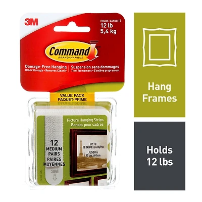 Bandes pour cadres Command(MC) 17204-12EF, Moyen, Paquet-Prime