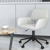Chaise de bureau pivotante Homy Casa, chaise de bureau ergonomique réglable, tissu chenille beige