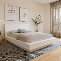 Nexera Napa Queen Platform Bed with Headboard, White Oak