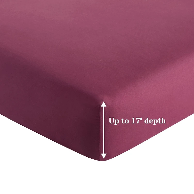 Literie Marina Decoration, 600 fils/cm², ultra douce, avec poche profonde, en coton percale à fibres longues, toutes saisons, couleur bourgogne
